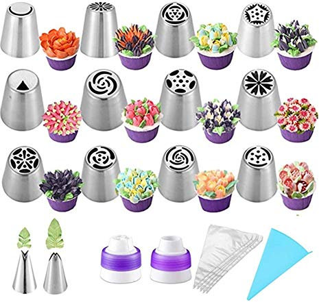 27pz Suggerimenti per tubazioni Russe Forniture da Forno Set Suggerimenti per la Decorazione di Torte per Biscotti Cupcake Festa di Compleanno