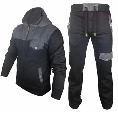 SKT Boys Tracksuit Hooded Hoodie Bottom Jogging Suit Joggers kids Age 7 8 9 10 11 12 13 Years (Black, 11-12 Years)