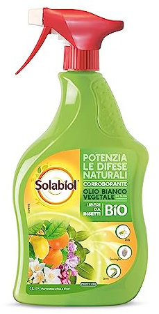 SOLABIOL Olio Bianco Vegetale di SOIA Pronto Uso. Potenziatore delle difese delle piante da attacchi degli insetti come afidi, cocciniglia. 1 LT Pronto Uso