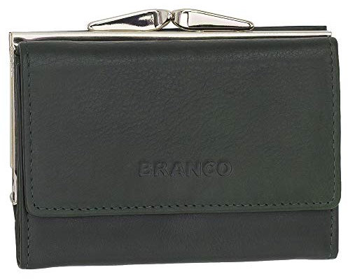 Ledershop24 Leder Damen Geldbörse Portemonnaie Geldbeutel Bügelbörse mit Knipser 210 Farbe Grün