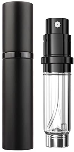 Travelofo Parfym atomiserings sprayflaska, miniparfymflaskor, reseparfymflaska, påfyllningsbar sprej, 5 ml läckagesäker parfymdispenser för resor, lyxiga gåvor för män och kvinnor (svart)