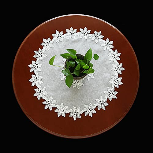Jstoo Tischdecken Einfache Moderne Weiße Spitze Tischtuch Kleine Runde Tischtuch Multi-Use-Cover-Handtuch Runder Tischkissen-Reine Weiße Schneeflocke._Durchmesser 40 cm Runde.