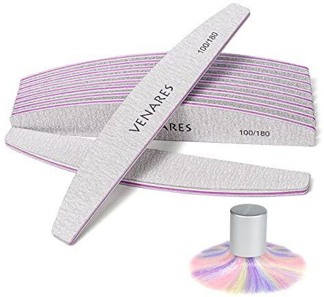 Venares 12 stycken rosa buffert slipblock poleringsblock för nageldesign nagelpolerblock polerytor nagelfilblock med nagelborste