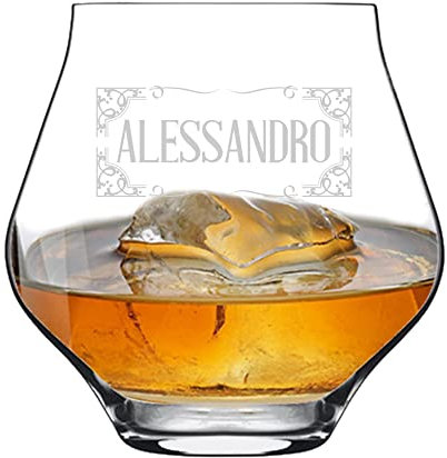 Colorfamily Bicchiere da Whisky o da Pinot PERSONALIZZABILE con nome Incisione - tumbler personalizzato - Idea regalo