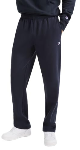 Champion Fleece, sportbyxor i bomull för män (stor och lång) träningsoverall, Navy C Patch Logo, L tall