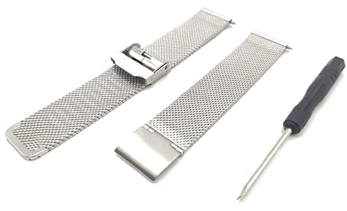 Bracciale Milano in Argento acciaio inossidabile cinturino Milan Silver 16 18 19 20 21 22 mm Regolabile per Ologio Vintage Luxury (19mm, Silver)