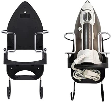 Ruspela Ironing Board Hanger Wall Mount Iron Holder Ironing Board Rack Universal Ironing Board Hanger Holder Shelf Black