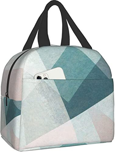 LOUJIN Borsa da pranzo isolata Scatola da pranzo Colorata Geometrica Moderna Riutilizzabile Lunch Tote Box Bag per Viaggi/Picnic/Lavoro/Escursionismo/Scuola/Ufficio