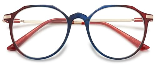 KOOSUFA Runde Lesebrille mit Blaulichtfilter Damen Herren Mode Verlaufsrahmen Ultra Leicht Computer Anti Blaulicht Lesebrillen Anti Müdigkeit Lesehilfe mit Stärke 0.0 0.5 1.0 1.5 2.0 2.5 3.0 3.5 4.0