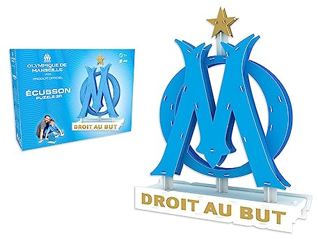 Megableu - 3D-Puzzle Om – Olympique de Marseille-Aufnäher – 40 robuste Teile – ohne Kleber oder Werkzeug – Fußball-Puzzle für Kinder ab 7 Jahren – manuelle Aktivität – Spiel ohne Bildschirm