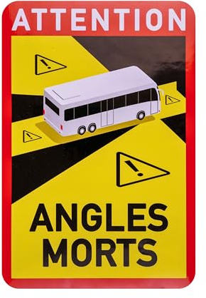 Aufkleber für Toter Winkel, 4 Stück, 25 x 17 cm, selbstklebende Folie für Wohnmobil und Bus, vorgeschrieben für KFZ ab 3,5 Tonnen in Frankreich, Attention Angles Morts Sticker, Wohnwagen Klebesticker