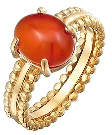 Elli Ring Damen Statement Twisted mit Karneol 925 Silber vergoldet