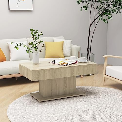 FIRBNUS Mesa de salón de roble Sonoma 96 x 50 x 45 cm de aglomerado, mesa de salón, mesa de madera, mueble de salón, mesa baja, mesas de café, mesa de madera, mesa de salón, moderna