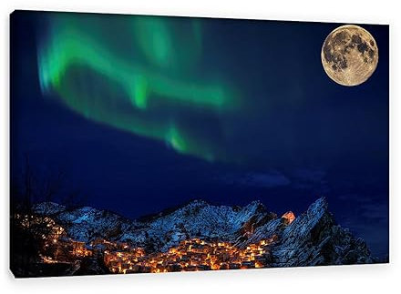 MOBYAT Bilder Polarlicht Potpourri Poster Leinwandbilder Bild auf Leinwand Wandbild Kunstdruck Wanddeko Wand Natur Landschafts bilder 50x75cm(20x30in) Gerahmt