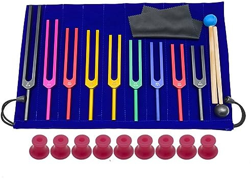 Voragrl 9 Stück Stimmgabeln Aus Solfeggio-Aluminiumlegierung, Stimmgabeln für Therapie, Stimmtherapie, Rosa