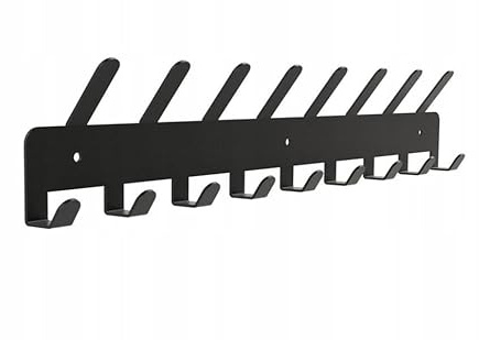 Sellon24® Kleiderhaken Schwarz, mit 9 Haken Garderobenleiste Wand, aus Metall, Hakenleiste Garderobenhaken für Eingang, Flur, Schlafzimmer, moderne Flurgarderobe