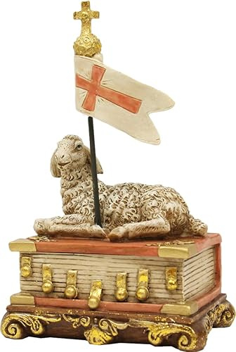 FADEDA 2X Schatulle mit Osterlamm/Höhe:18 cm/handbemalt/detailgetreue Krippen Figuren - Weihnachten Tisch Dekoration Krippe Zubehör