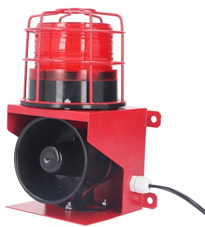 Alarme De Sirène Industrielle, Sirène D'alarme Sonore Et Lumineuse Forte avec Stroboscope LED 115db Alarme De Klaxon De Sirène Extérieure Voyant D'avertissement Intérieur(EU Plug 220V)