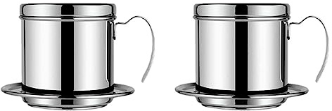 Xptieeck 2X Vietnamesischer Kaffee Filter Tragbare Kaffee Presse Maker Wiederverwendbare Phin Infuser Sieb Kaffee Tropf Brüher Manueller Kaffee