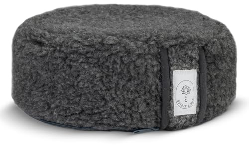 Meditationskissen aus Merino Schafwolle | Yogakissen mit Bio-Buchweizenfüllung- Anpassbare Füllung mit waschbarem Bezug | Sitzkissen Perfekt für bequemes Yoga | Mit Tragetasche | 35x13cm- Graphit