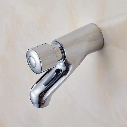 Self-Closing Bathroom Basin Taps Push Time Delay Hot and Cold Basin Sink Mixer Taps, Non-Concussive Bathroom Single Lever Faucets Chrome