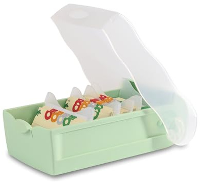 HAN Lernkarteibox CROCO, einfach Vokabeln lernen mit 5-Fächer-Lernsystem, DIN A7 Karteikasten für 900 Karten, inkl. 5 Stützplatten + 100 Lernkarten, Karteibox, Lernbox, 997-805, pastellgrün