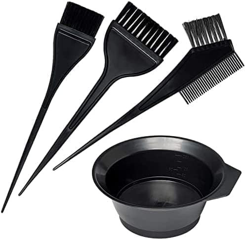 Hair Dye Set (4 PCS) Hair Colouring Kit Bleach Mixing Bowl Set Double-Sided Colouring Comb & Bowl Set Kit Salon Colouring Tint Tool Brush Kit deal for Men Women Girls