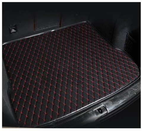 DZSDKHLFJ Kofferraummatte Für VW Für Touran L 5Seat 2016 2017 2018 Custom Car Kofferraummatte Zubehör Innendekoration Teppich Kofferraumwanne Matte Kofferraum Schutzmatte(Black-Red)