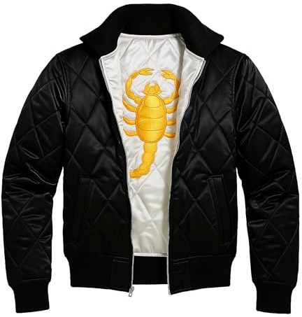 Fashion_First Chaqueta bomber de satén blanco para hombre, chaqueta de béisbol bordada, estilo universitario, abrigo ligero retro para ropa de calle, Reversible en blanco y negro, M