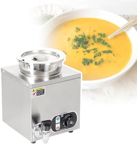 HCAUYNN Distributeur De Soupe Chaude De Grande Capacité, Marmite éLectrique Autonome, Conception De Drainage, Seau Amovible, Corps en Acier Inoxydable éPaissi,1barrel
