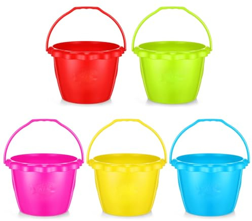 Yinder 5 Packs Sand Buckets, 6.5 in Rum Buckets Plastic Bucket Pails Toys for Pool Summer Beach Party Favors
