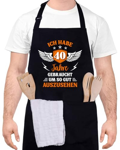 Livdouyu 40 Geburtstag Geschenk Männer Kochschürze Herren Grillschürze Lustig Geschenke zum 40 Geburtstag Mann 40.Geburtstag Schürze Herren Geschenkideen Geburtstagsgeschenk