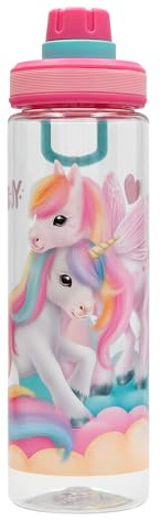 Depesche 13524 Ylvi Colour Cloud - XL Trinkflasche im Einhorn Design, Sportflasche mit Griff und 700ml Fassungsvermögen