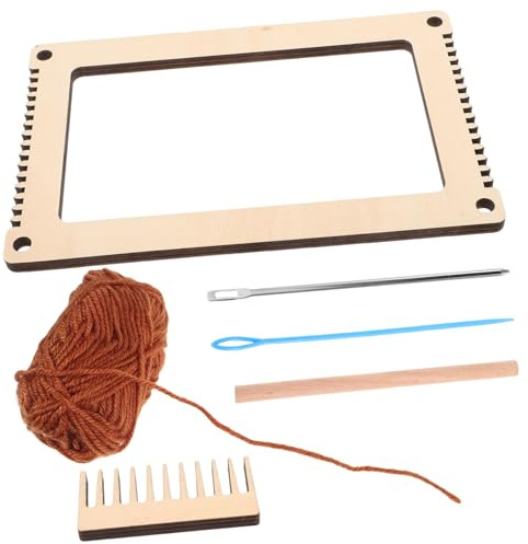 VILLCASE Kleiner Holz Webstuhl Satz für Kinder Verstellbarer Selbstgemacht Webrahmen mit Garn Intellektuelles Lernspielzeug für Kindergarten und Basteln Zufällige Farbe