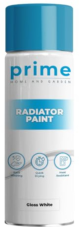 Prime Gloss White Radiator Aerosol Spray Paint 400ml - Heat Resistant Up To 100ºC | Quick Drying & No Primer Needed | Exterior Surfaces Of Radiators & Hot Water Tanks | Heat Resistant Radiator Paint