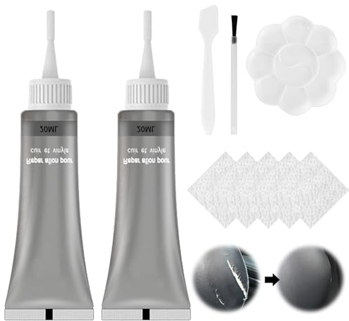 Kit Riparazione Pelle, Crema di Riparazione in Pelle, 2 x 20ml Balsamo Riparazione Pelle, Riparazione di Graffi in Pelle per Crepe da Restauro in Pelle, Seggiolini Auto, Divani, Scarpe, Grigio