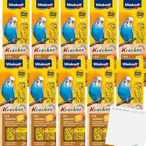 usy Bundle für Vitakraft Wellensittich Kräcker Ei & Grassamen (10x2x27g Packung) Block