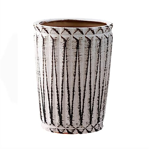 Vasi da fiori in ceramica vintage, alti e rotondi, con design in pizzo, grandi fioriere decorative per piante verdi, fioriere prismatiche di medie dimensioni per casa e giardino