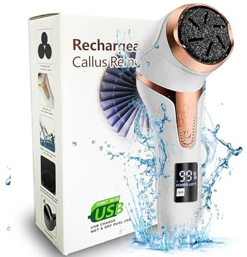 Portable Pedicure Kit Foot File Callus Remover, Electric Callus Remover for Feet (with Dander Vacuum), Rechargeable Waterproof Foot File for Foot Care Deadskin Remover with 3Head&LCD Display