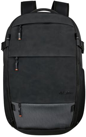 American Tourister Pacepro - 17.3 Tums Bärbar Ryggsäck - Organiserade Fack, Regnskydd Med Reflekterande Detaljer, Expanderbar, Smart Ärm - 53 Cm, 31,5/38 L - Svart (Flash Black)