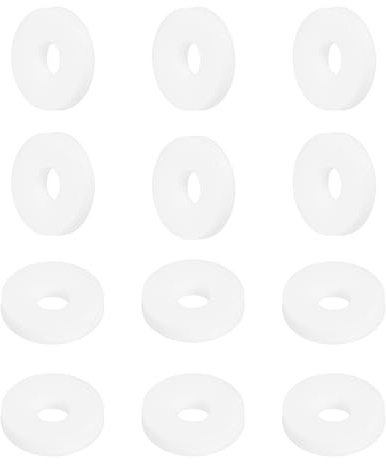 QUARKZMAN Rondelle PTFE 12Pcs 18mm OD 6mm ID 3mm Épais Rondelles Plates Joint d'Étanchéité Annulaire pour Robinet, Tuyau, Boulon, Machinerie, Blanc