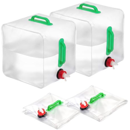 Shyllin Jarra de agua para camping, 2 unidades, dispensador de agua para camping, depósito de agua plegable, contenedor de agua de 20 L con grifo, para picnic, caravana, tienda de campaña