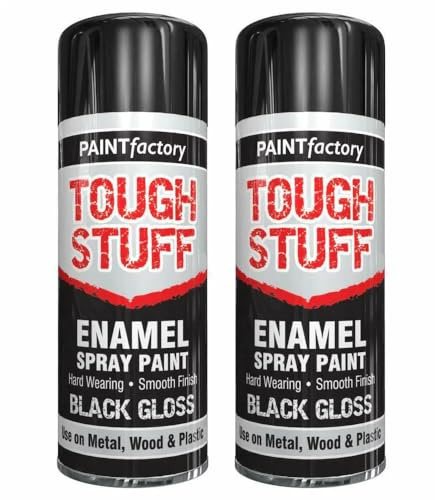 ZOPPER Tough Stuff Enamel Spray Paint, Black Gloss, 400ml, Pack of 2 | Hard Wearing Multi Surface Aerosol, for Metal, Wood and Plastic, Smooth Finish