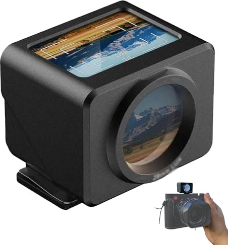External Optical Waist Level Viewfinder, Camera Optical Viewfinder with Foldable Anti-Glare Hood, Adjustable Hot/Cold Shoe Mount, Aluminum Alloy Body, Universal Compatibility(Black)