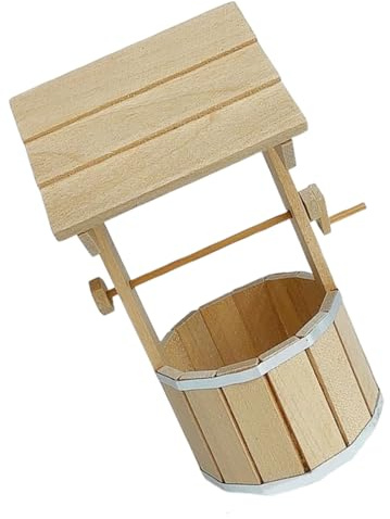 YUGSHNKFC 1/12 Maisons de poupées décors de Jardin modèle de puits en Bois avec Conception de Travail pour modèle créatif Artisanat Projet Affichage Accessoire puits Miniature pour Maisons de poupées