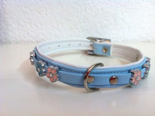 Halsband Modern Art Summertime 42/13 nickel Artleder hellblau/weiß
