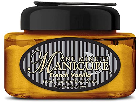 One Minute Manicure - Moisturizing Salt Scrub - 13 oz - Professionally Formulated To Exfoliate, Recondition & Moisturize Skin - Enhanced With Botanical Oils & Natural Sea Salts (French Vanilla)