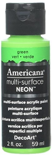 DecoArt Americana Multi Surface Satin Neon Bottle Paint, Acrylic, Green, 3 x 3 x 7 cm