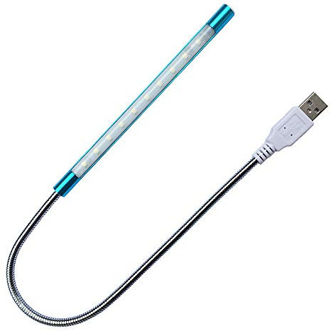DZYDZR Portable USB Lampada LED Dimmerabile, USB 5V 1W Touch Switch Flessibile 10 LEDs Bianco Lampada per Computer Portatile PC (Blu)