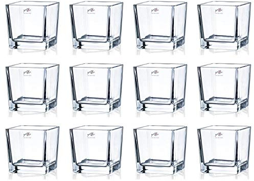 Sandra Rich 12er Set Teelichtgläser Windlichter Cube quadratisch H. 10cm 10x10cm